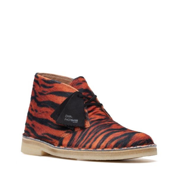 Clarks Womens Desert Boot Ankle Boots Tiger Print | UK-4178652